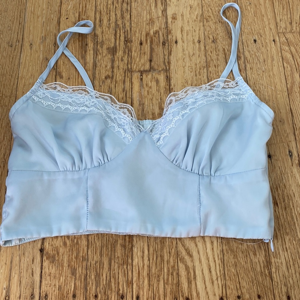 Blue lace trimmed top